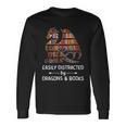 Easily Distracted By Dragon And Books Nerds Tshirt Long Sleeve T-Shirt Gifts ideas