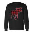 Holiday Plaid Moose Long Sleeve T-Shirt Gifts ideas