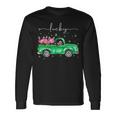 Lucky Flamingo Riding Green Truck Shamrock St Patricks Day Long Sleeve T-Shirt Gifts ideas