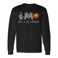 Peace Love Pumpkin Halloween Skeleton Hand Leopard Heart Long Sleeve T-Shirt Gifts ideas
