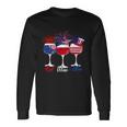 Red Wine Blue 4Th Of July Wine Red White Blue Wine Glasses V5 Long Sleeve T-Shirt Gifts ideas