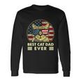 Vintage Best Cat Dad Ever American Flag Us Fathers Day Long Sleeve T-Shirt Gifts ideas