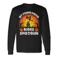 Vintage Retro My Pomeranian Rides Shotgun Halloween Long Sleeve T-Shirt Gifts ideas