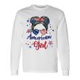 All American Girls 4Th Of July Daughter Messy Bun Usa V7 Long Sleeve T-Shirt Gifts ideas