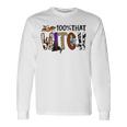 Black Cat 100 That Witch Spooky Halloween Costume Leopard Long Sleeve T-Shirt Gifts ideas