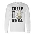 Creep It Real Ghost Men Skateboarding Halloween Fall Season Long Sleeve T-Shirt Gifts ideas