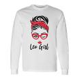 Leo Girl Messy Bun Leopard Bandana July Zodiac Sign Birthday Long Sleeve T-Shirt Gifts ideas