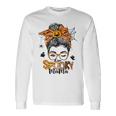 One Spooky Mama For Halloween Messy Bun Mom Monster Bleached V3 Long Sleeve T-Shirt Gifts ideas