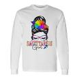 Sagittarius Girl Birthday Messy Bun Hair Colorful Floral Long Sleeve T-Shirt Gifts ideas