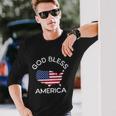 4Th Of July God Bless America Map Flag Patriotic Religious Long Sleeve T-Shirt Gifts for Him