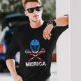 4Th Of July Merica Lacrosse American Flag Long Sleeve T-Shirt Gifts for Him