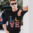 4Th Of July Patriotic Love German Shepherd Dog American Flag Long Sleeve T-Shirt Gifts for Him