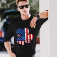 American Flag Heart 4Th Of July Usa Patriotic Pride Long Sleeve T-Shirt Gifts for Him