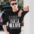 Autism Awareness Light It Up Blue Text Logo Long Sleeve T-Shirt Gifts for Him