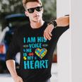 Autism I Am His Voice He Is My Heart Tshirt Long Sleeve T-Shirt Gifts for Him