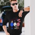 Cat 4Th Of July Costume Red White Blue Wine Glasses Long Sleeve T-Shirt Gifts for Him