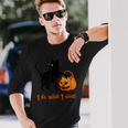 Cat I Do What I Want Halloween Candy Pumpkin Bag Black Cat Long Sleeve T-Shirt Gifts for Him