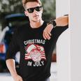 Christmas In July Retro Hipster Santa 4Th Of July Long Sleeve T-Shirt Gifts for Him