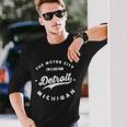 Classic Retro Vintage Detroit Michigan Motor City Tshirt Long Sleeve T-Shirt Gifts for Him