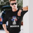 Cow 4Th Of July Moorica Merica Men American Flag Sunglasses Long Sleeve T-Shirt Gifts for Him