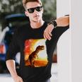 Desert Sun Galaxy Trex Dinosaur Long Sleeve T-Shirt Gifts for Him