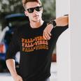 Fall Vibes Thanksgiving Retro Groovy Long Sleeve T-Shirt Gifts for Him