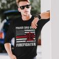 Firefighter Vintage Usa Flag Proud Dad Of A Firefighter Fathers Day Long Sleeve T-Shirt Gifts for Him