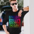 Gay Pride Straight Outta The Closet Tshirt Long Sleeve T-Shirt Gifts for Him