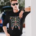 Halloween Day Of Dead Skeleton Flowers Decorated Men Women Long Sleeve T-Shirt T-shirt Graphic Print Gifts for Him
