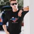 Heartbeat Patriotic 4Th Of July Long Sleeve T-Shirt Gifts for Him