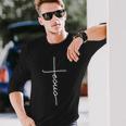 Jesus Christ Faith Christian Cross Logo Tshirt Long Sleeve T-Shirt Gifts for Him