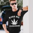 Kiss Me Im Highrish Irish St Patricks Day Weed Tshirt Long Sleeve T-Shirt Gifts for Him