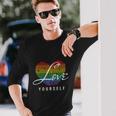 Love Yourself Rainbow Lgbt Fingerprint Pride Month Long Sleeve T-Shirt Gifts for Him