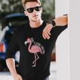 Merry Flocking Xmas Tropical Flamingo Christmas In July Long Sleeve T-Shirt Gifts for Him