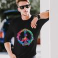 Peace Sign Love Flowers 60S 70S Tie Dye Hippie Costume Long Sleeve T-Shirt Gifts for Him