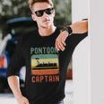 Pontoon Captain Retro Vintage Boat Lake Outfit Long Sleeve T-Shirt Gifts for Him