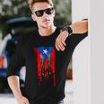 Puerto Rico Flag Drip Long Sleeve T-Shirt Gifts for Him