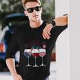 Red White And Blue Wine Glass 4Th Of July Long Sleeve T-Shirt Gifts for Him