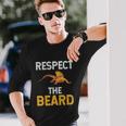Respect The Beard Bearded Dragon Reptile Lizard Lover Long Sleeve T-Shirt Gifts for Him