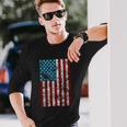 Retro Style 4Th July Usa Patriotic Distressed America Flag Long Sleeve T-Shirt Gifts for Him