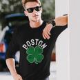 Shamrock Massachusetts Boston St Patricks Day Irish Green Long Sleeve T-Shirt Gifts for Him