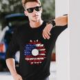 Sunflower American Flag 4Th Of July Independence Day Patriotic Long Sleeve T-Shirt Gifts for Him