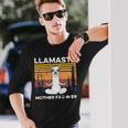 Yoga Llamaste Mother Fvcker Retro Vintage Mans Long Sleeve T-Shirt Gifts for Him