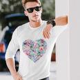 Heart Shaped Passport Travel Stamp Long Sleeve T-Shirt Gifts for Him