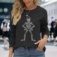 Halloween Funny Skeleton White Design Men Women Long Sleeve T-shirt Graphic Print Unisex