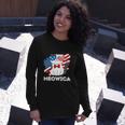 4Th Of July Great American Flag Cute Cat Long Sleeve T-Shirt Gifts for Her