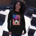 4Th Of July Running Gnome For Women Patriotic American Flag Long Sleeve T-Shirt Gifts for Her