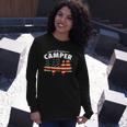 American Camper US Flag Patriotic Camping Long Sleeve T-Shirt Gifts for Her
