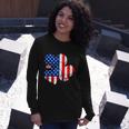 American Flag Heart 4Th Of July Usa Patriotic Pride Long Sleeve T-Shirt Gifts for Her