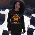 Black Cat Halloween And Merry Christmas Happy Hallothanksmas Long Sleeve T-Shirt Gifts for Her